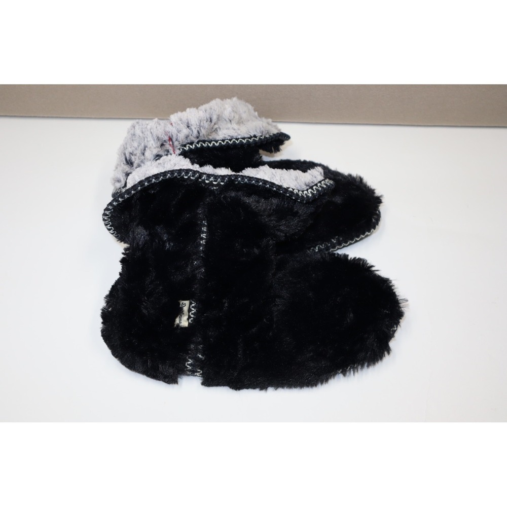 Dearfoams Women's Furry Boot Slippers - Black‎ / Grey - Size XL (11-12)